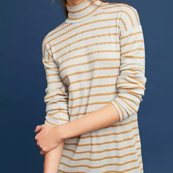 Anthropologie Vanessa Virginia Shining Silver and Gold Turtleneck Tunic - Picture 1 of 11